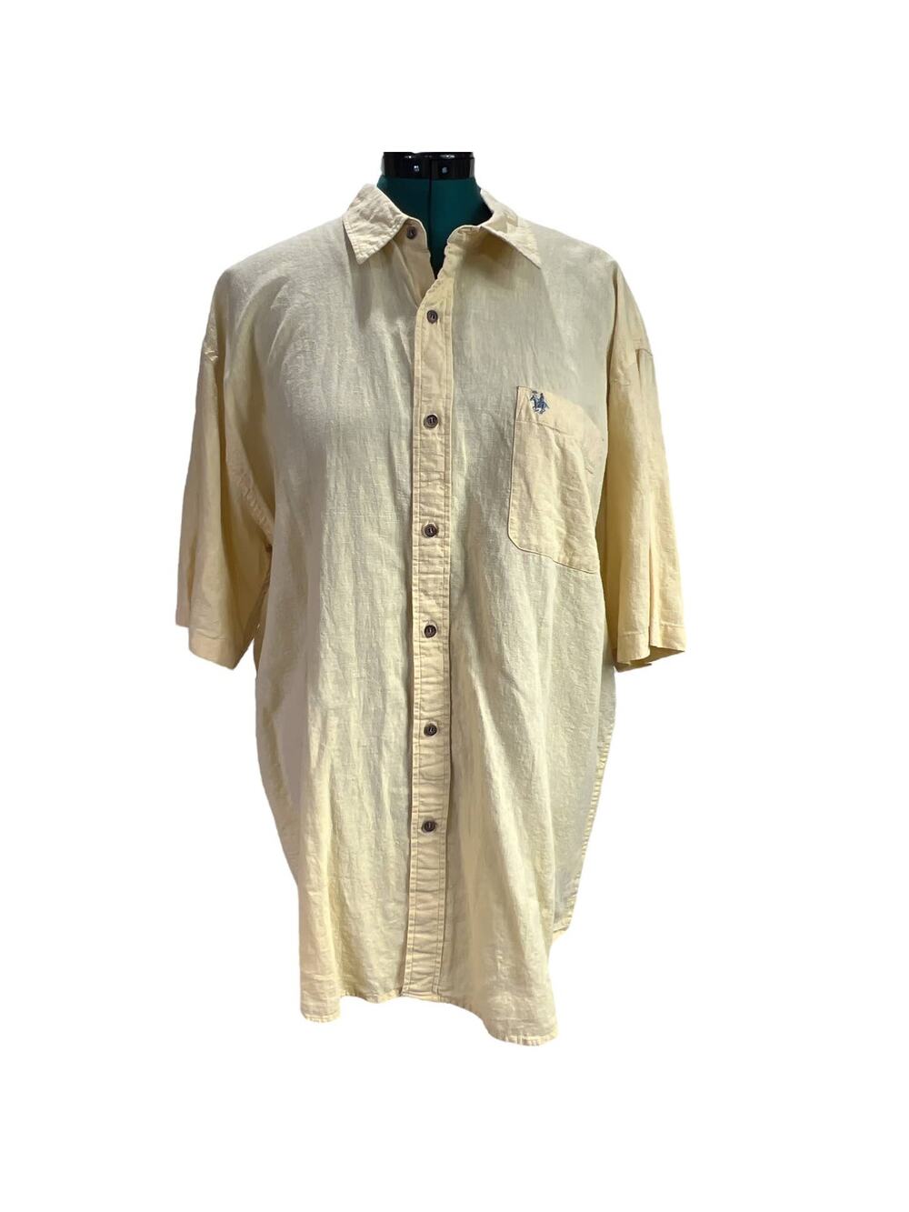 Knights Sportswear Men's Casual Short Sleeve Button Up Shirt Pocket  XL Yellow
